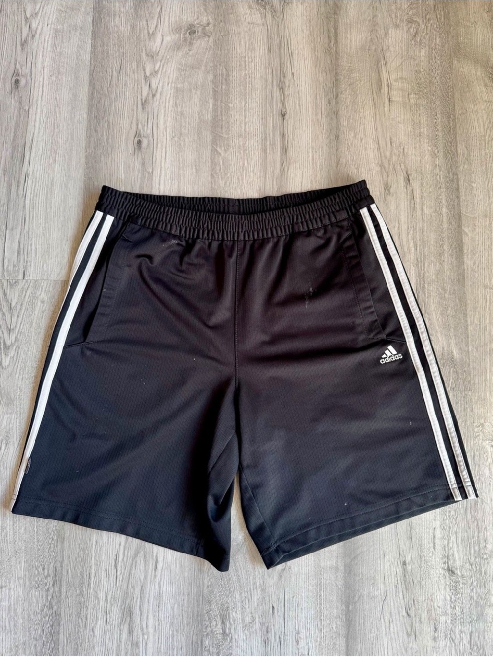 adidas Black Athletic Shorts with White 3-Stripes